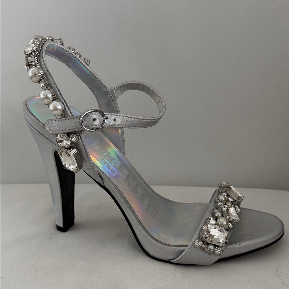 Karl Lagerfeld Silver Embellished Heels